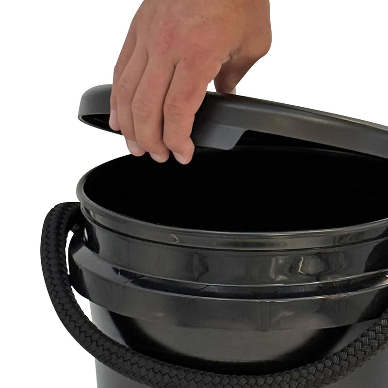 Shurhold Padded Bucket Seat/Lid — EZ-Snap Secure Fit for Shurhold Rope Handle Buckets, Doubles as a Comfy Padded Seat, Black