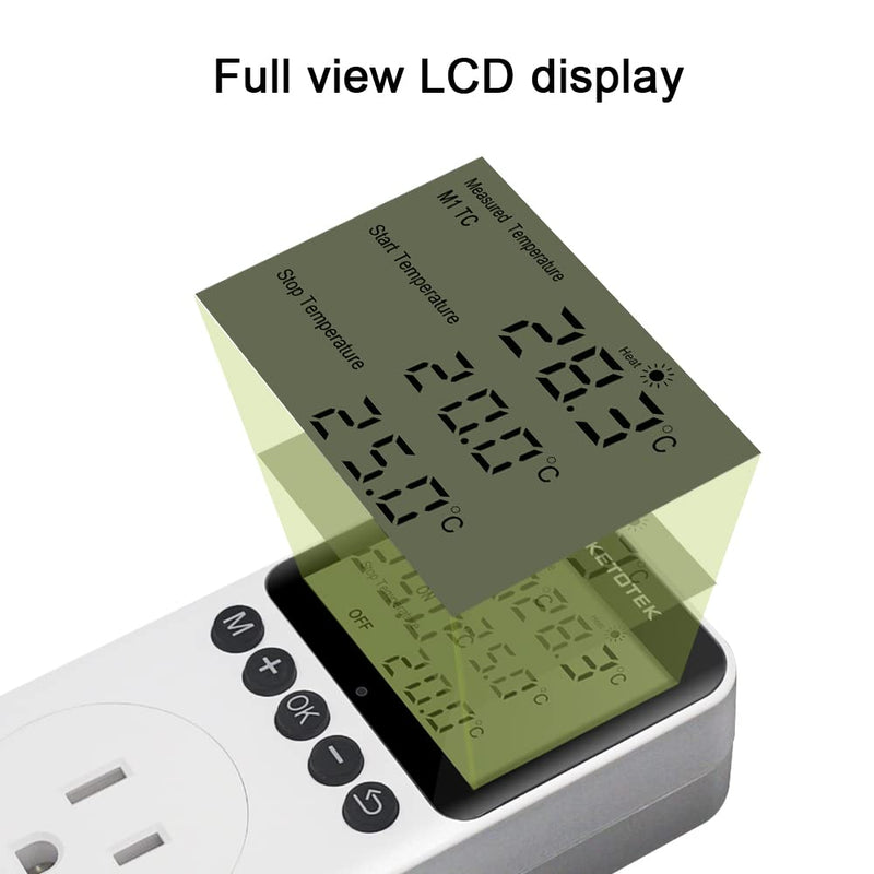 [Australia - AusPower] - Digital Temperature Controller Outlet Day Night Thermostat Plug Socket Heating Cooling Temp Controller with Sensor Timer Regulator for Reptile Greenhouse Brewing Refrigerator 