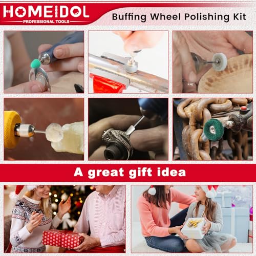 HOMEIDOL 103-piece Dremel polishing kit with buffing wheels and 1/8-inch shank polishing bits