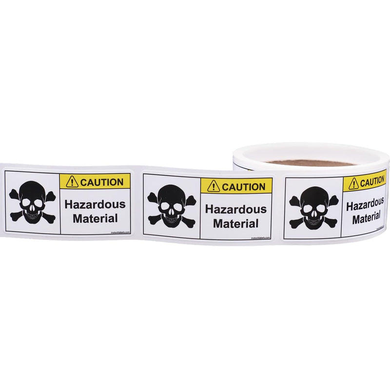 Hazardous Material Toxic Chemical Warning Stickers with Strong Permanent Adhesive, 1.5 x 3 Inch, 100-Roll, Weatherproof Lamination, Maximize Safety and Awareness
