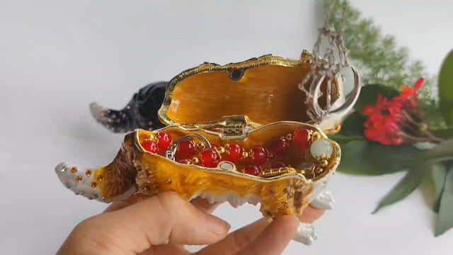 Enamel Dog Trinket Box Hand Painted Jewelry Organizer Decorative Treasure Box Puppy Ornamental For Home & Office Decor Gift For Family Friends Brwon Brown