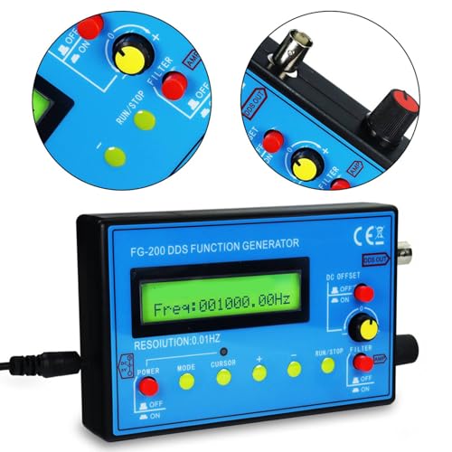 Function Signal Generator FG-200 DDS - Multifunctional Device for 0.01 Hz-500 KHz: Sine, Rectangle, Sawtooth Waves, High Precision - Signal Generator with Frequency Module