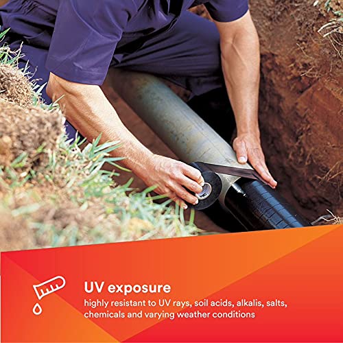 3M Scotchrap Vinyl Corrosion Protection Tape 50, 2 in x 100 ft, Black PVC, 10 mil Thick, Premium Grade, Printed, Excellent Tacking, High Conformability, Pressure Sensitive Rubber Adhesive, 1 Roll