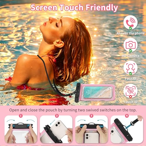 Mesh Shower Caddy Portable for College Dorm Room Essentials, Hanging Shower Caddy with Waterproof Phone Pouch, Large Capacity Shower Bag Basket Tote for Bathroom, Gym, Camping, Swimming, Beach, Pink 04-Pink with Phone Pouch