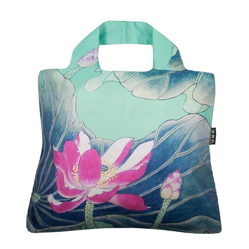 Envirosax Reusable Grocery Shopping Tote Bags- Set of 5 Lotus Flower