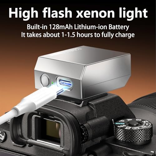 MEDALight New Aluminum F1s Mini Camera Flash for Ricoh GR3/GR3X/Fuji/Sony ZV1/Nikon/Canon/Olympus/Digital Film Cameras,Portable Hot Shoe Speedlite for DSLR Camera(Silver) Silver