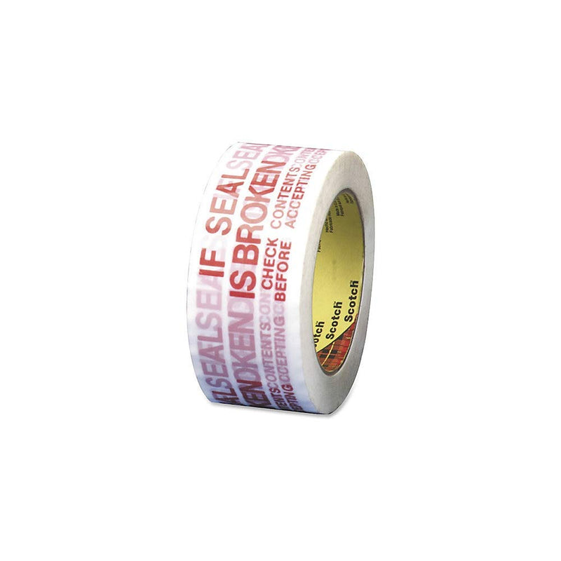 Scotch Tamper Evident Sealing Tape with Pre-Printed Message If Seal is Broken, Check Contents Before Accepting, 1.88" x 109 Yards (330 ft) Roll - Security Packing Tape for Shipping & Storage
