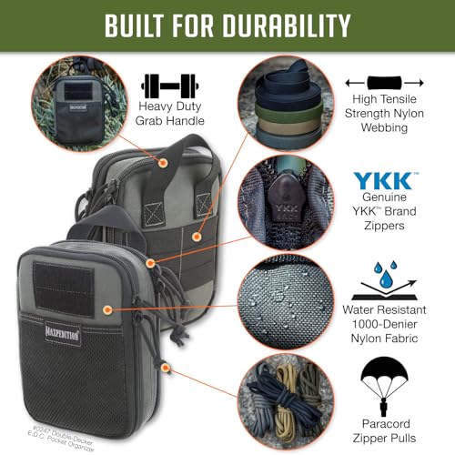 Maxpedition Double-Decker pocket organizer EDC tool pouch in Wolf Gray, 5 x 7 inches