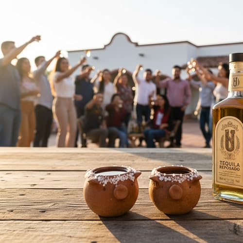 Set of 4 Handcrafted Red Clay Tequila Shot Glasses - Artisanal Barware from Oaxaca, Mexico (Pigs) Pigs
