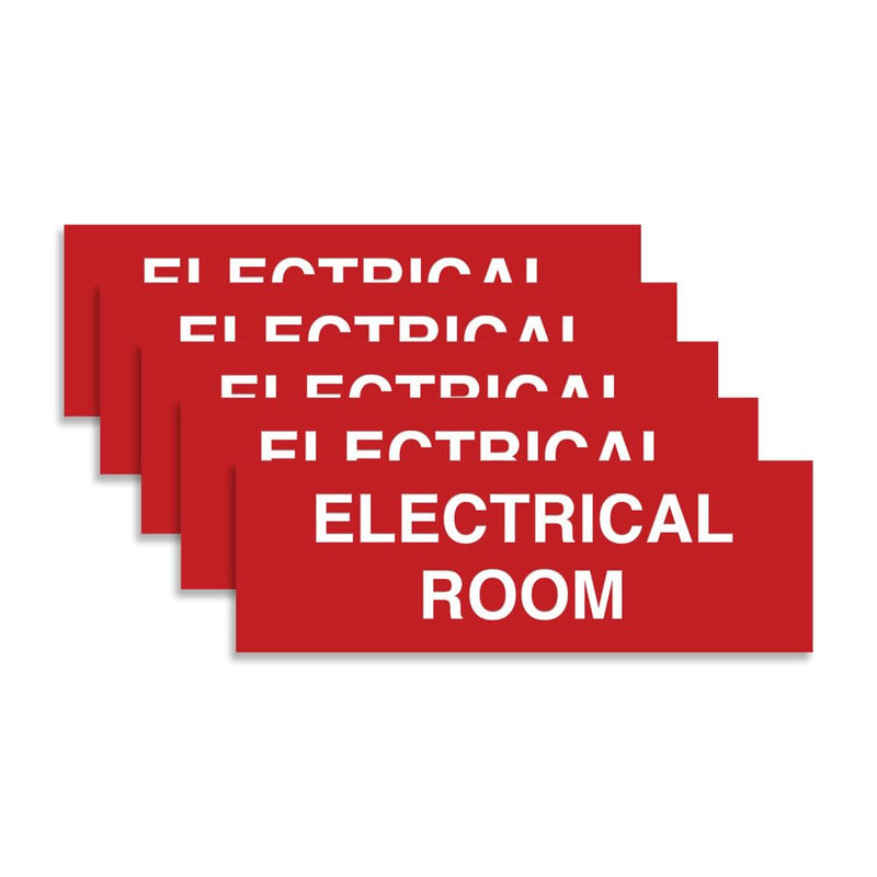 All Quality Basic Electrical Room Sign | Durable Construction | Building Safety -Red - Large (5 Pack) 3 x 9" - Large (5 Pack) Red