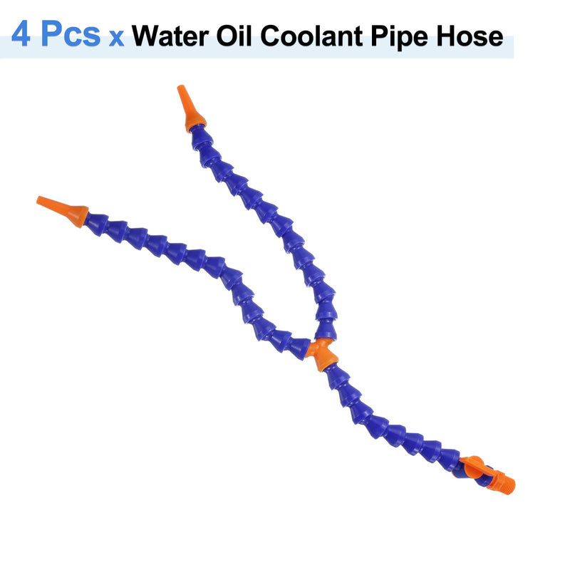 QUARKZMAN Pack of 4 G1/4 Inch Thread Flexible Water/Oil Coolant Hose, 400 mm Plastic Adjustable Round Nozzle Y-Shape Cooling Pipe Hose with Switch for Lathe CNC Water Cooling System