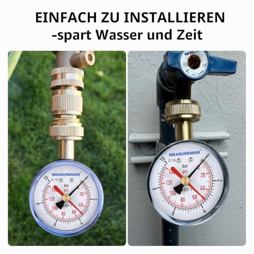 Water Pressure Gauge G3/4 Female Thread 0-10 Bar with Red Hand Water Pressure Test for Home
