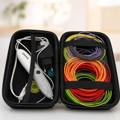 Complete Kit with Hard Bag, 10 x 5 m PCL Filaments, Finger Protectors and Instructions in French | Safe, Non-Toxic, Children's Gift for Arts and Crafts | Surprise Gift Present Inside