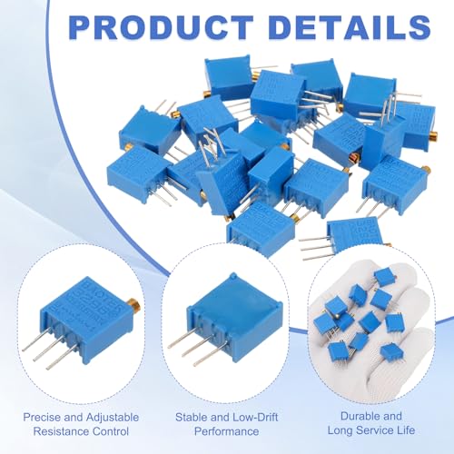 sourcing map 20Pcs 100 Ohm Multiturn Trimmer Potentiometer, 3296W Top Adjustable Variable Resistor High Precision Potentiometer for Precision Circuit Adjustment, DIY Electronics Projects 20