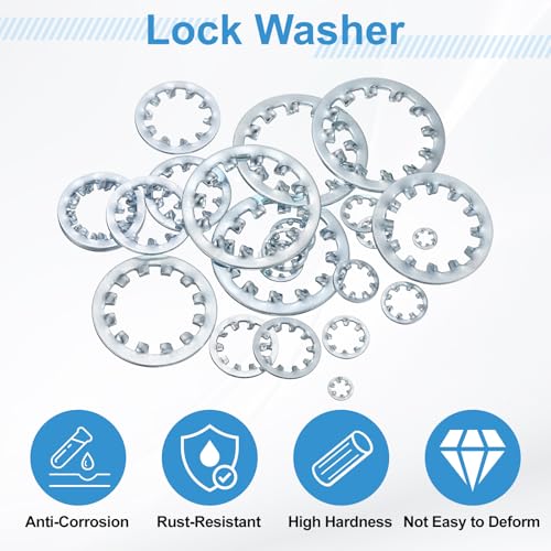 uxcell 20Pcs 5/8 Internal Tooth Lock Washer, 304 Stainless Steel Multi-Tooth Star Washer Locking Fastener, Silver Tone