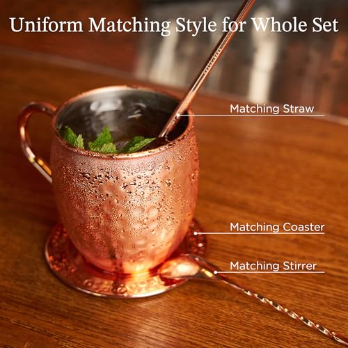 Kitessensu 16-PC All-in-One Moscow Mule Mugs Set, 17 oz Copper Cups Kit 16PC All-in-one Set