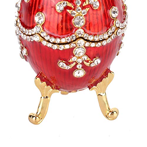 HEEPDD Enameled Easter Egg, Hand Painted Jewelry Trinket Box with Sparkling Rhinestones for Necklace Earring Small Items Home Desktop Decor Easter Day Collectible