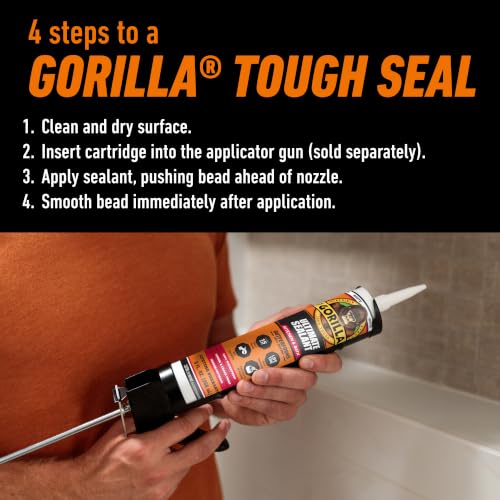 GORILLA Ultimate Sealant Kitchen & Bath Silicone Caulk, white 9 oz cartridge