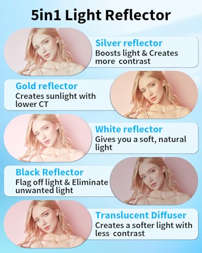 Skytex 32Inch/80CM 5in1 Portable Light Reflector with Bag,Silver/Gold/Translucent/White/Black Light Diffuser Studio Collapsible Reflectors Photography Accessories for Any Photography Situation