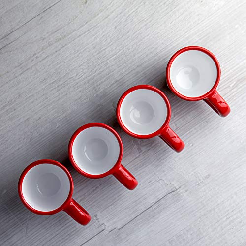 City to Cottage Ceramic Espresso Cups of 4, Small Expresso Shots, Demitasse, Perfect for Espresso Machine, Handcrafted Cups (Red Polka dot) Red
