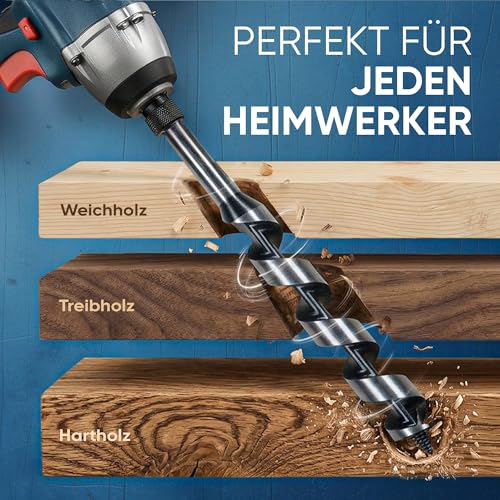Auger Drill Bit 20 mm - 400 mm | Wood Drill Long | Lewis Spiral Drill Bit (Diameter 20 x 400 mm) 400 mm, 20 mm