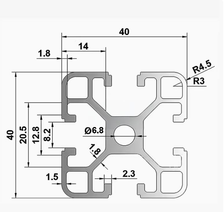 AluProfil 4040 Aluminium Profile 200 mm T Type Black Aluminium Profiles 40 x 40 European Standard Anodised Linear Rail Extrusion Pack of 2 for DIY 3D Printer and CNC L: 200mm 2-4040T Black