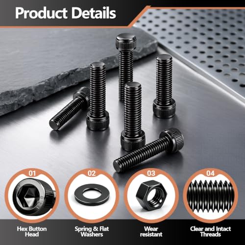Eugiichr M3 M4 screws kit with hex socket head bolts, metric nuts, and assorted hardware pieces