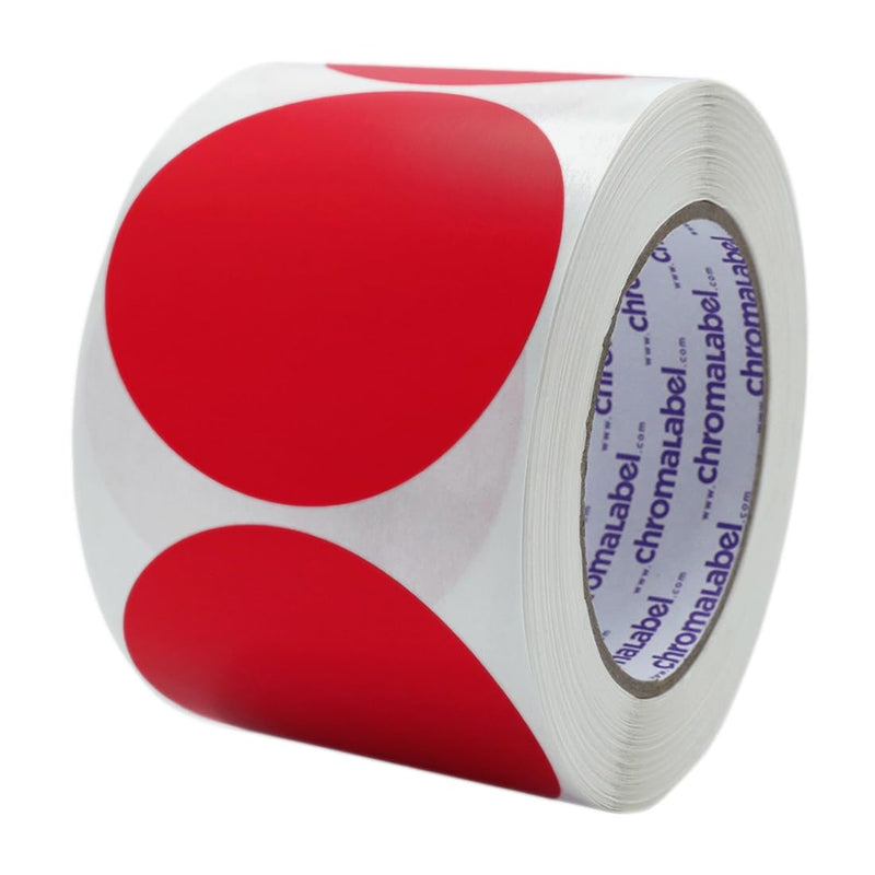 ChromaLabel Red Removable Sticker Labels, 3 Inch Circle Stickers, Color Coding Labels, Ideal Sticker Dots for Office and School Projects - 500 Sticker Labels per Roll, Red 3"