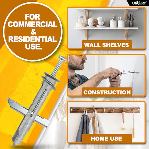 Heavy Duty Drywall Anchors - Self Drilling Ez Drywall Toggle Anchor Kit, #8 Anchor with Screws - Easy Wall Anchors for Hanging and Mounting - Holds Up to 100 Lb. (10 Pack) 10