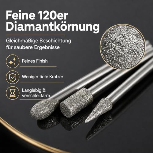 20 Piece Diamond Cutter Set for Dremel 3 mm Shank 120 Grit for Engraving Grinding Polishing Stone Glass Ceramic