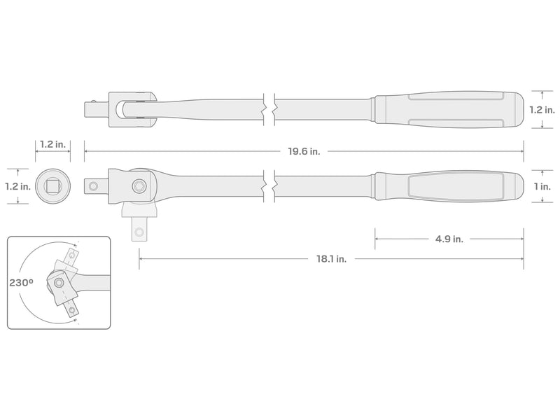 TEKTON 3/8 Inch Drive x 18 Inch Comfort Grip Breaker Bar | SBH01118