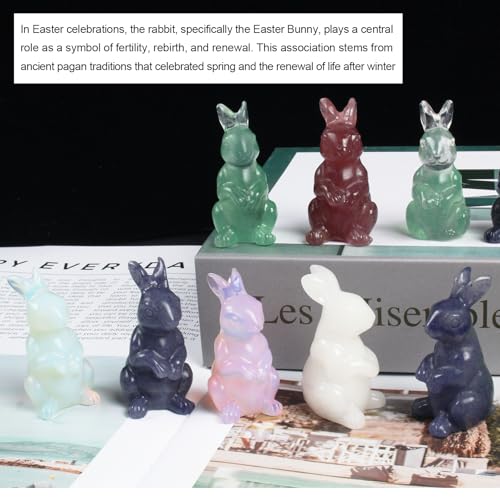 2 Inch Crystal Bunny Decor,Pink Opal Bunny Statue,Easter Crystal Rabbit Figurine,Hand-Carved Healing Gemstone for Wellness.A Meditation Gift for Women and Wisdom to Home and Office. Pink Opal