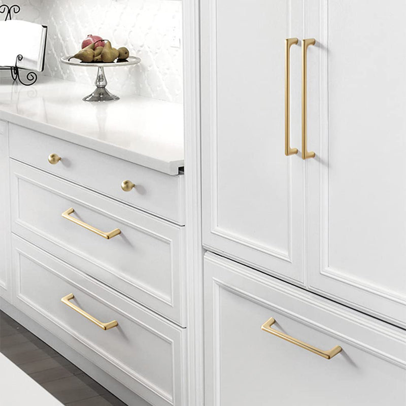 4 Pack Gold Cabinet Drawer Pulls, Brushed Gold Pulls Handles for Dresser Drawers Bathroom Cabinet Hardware 192mm 7-1/2"(192mm） Gold-4Pack