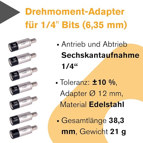 BERNSTEIN 4-987 Torque Limiter Adapter 4.0 Nm, for 1/4 Inch Bits | Process Safety & Trigger Accuracy | Precision Torque 4.0 Nm für 1/4 Zoll Bits