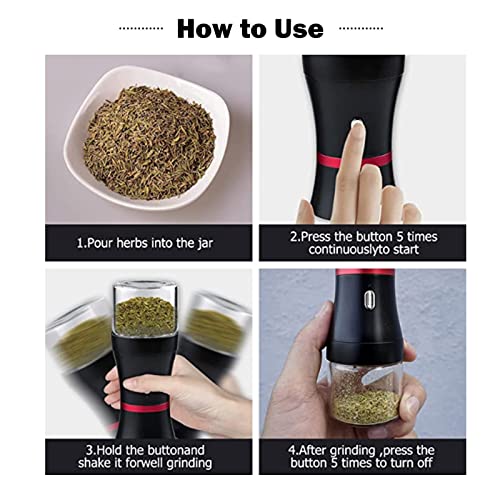 Electric Herb and Spice Grinder, Rechargeable Grinder with Stainless Steel Six-Blade Blade