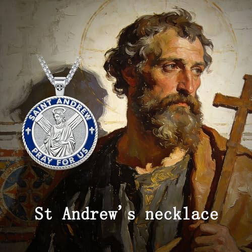 Saint Andrew Medal Necklace Catholic Saint Pendant Religious Jewelry Gift Silver