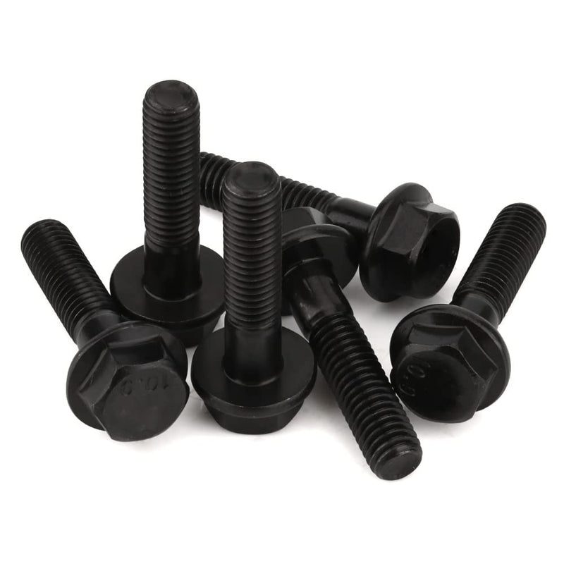 [Australia - AusPower] - M8 x 35mm Flanged Hex Head Bolts Flange Hexagon Screws, Grade 10.9 Alloy Steel, Black Oxide Finish, Partial Thread, 10 PCS M8 x 35mm Partial Thread 