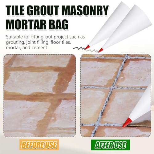 Biaungdo 3-pack red grout bags with brick jointer tuck pointer tools for tile work