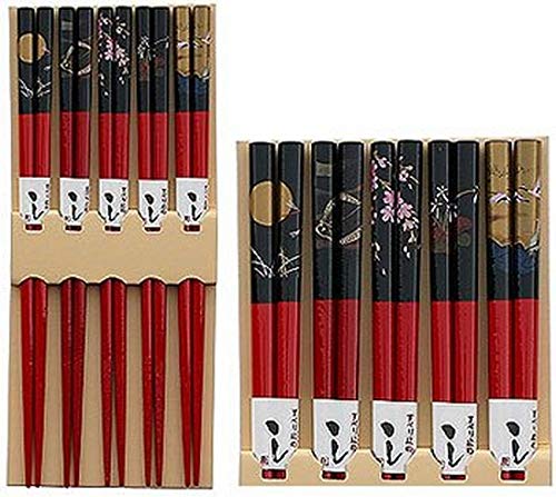 JapanBargain 3673, Bamboo Chopsticks Set Reusable Japanese Chinese Korean Wood Chop Sticks Hair Sticks, Dishwasher Safe, 9-inch, 5 Pair Gift Set, 10-Pack