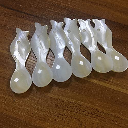 DUEBEL Sturgeon Shape Caviar Spoon, 8 cm x 2.5 cm Mother of Pearl Egg Spoon, Set of 6