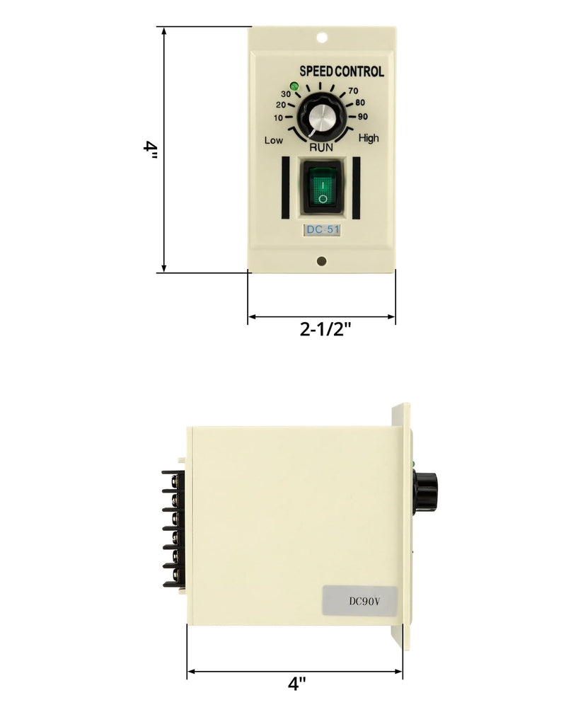 QWORK AC 110V 400W Knob Motor Speed Controller, 2 Pack DC 0-90V Variable Adjustable Speed Regulator for 90V DC Motors 2 pcs