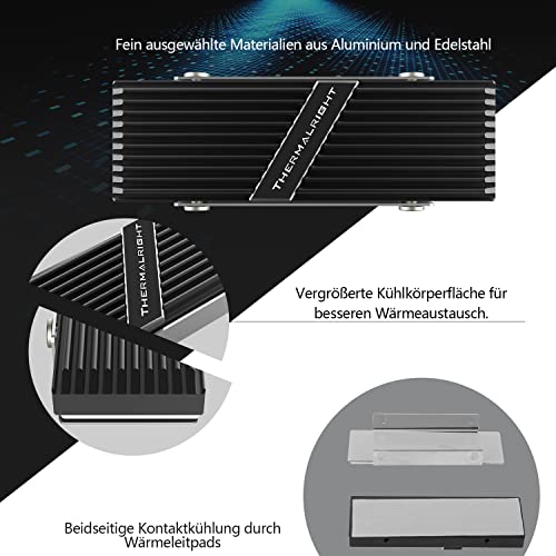 Thermalright M.2 2280 Type AB SSD Cooler for M.2 2280 SSD Cooling, Aluminum Heatsink Cooler M.2 2280 for Desktop M.2 SSD PC and Computer M.2 2280 AB