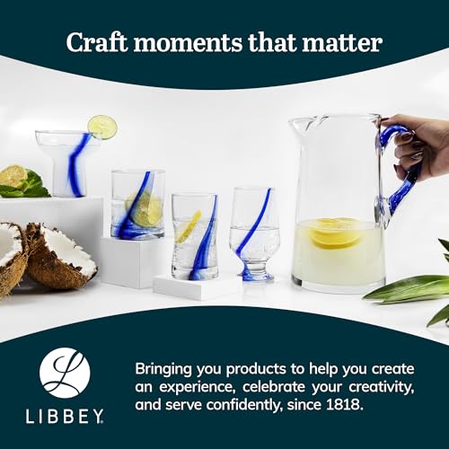Libbey Blue Ribbon Rock Glasses Set of 8, Artisan Inspired Four-Dimple Shaped Whiskey Glasses Set, Dishwasher Safe Short Drinking Glasses for Families Blue Ribbon S