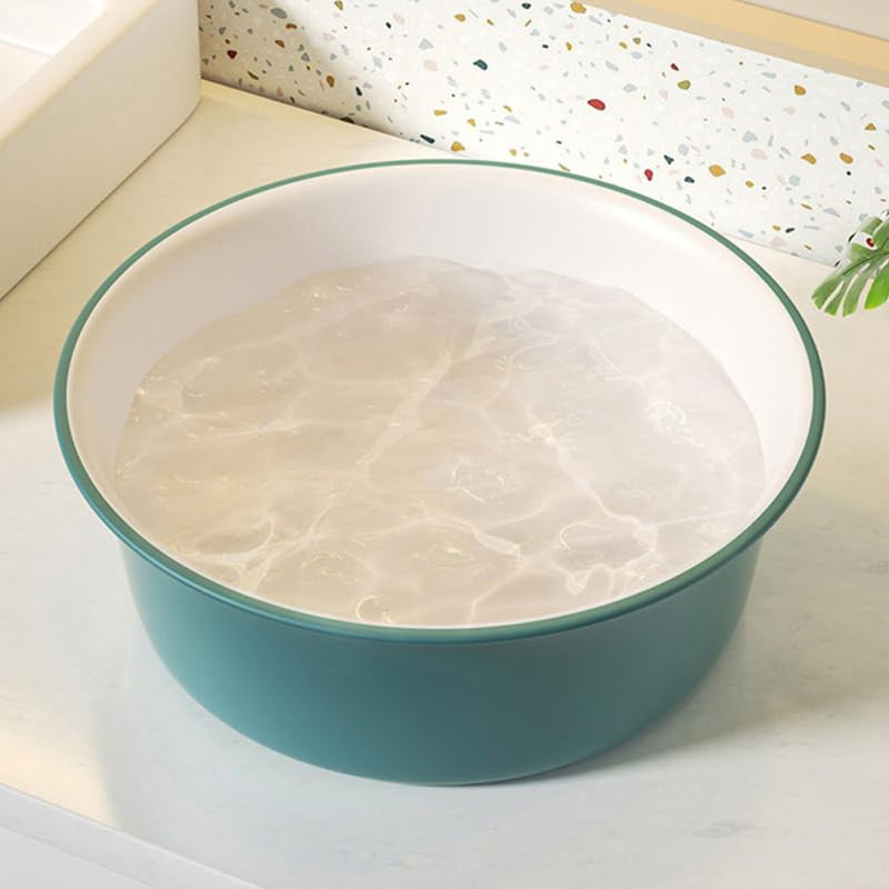 [Australia - AusPower] - Contrast Color Wash Basin 12 Inch Round Plastic Wash Bowl for Bathroom Face Washing and Elderly Care Multipurpose Washbasin 