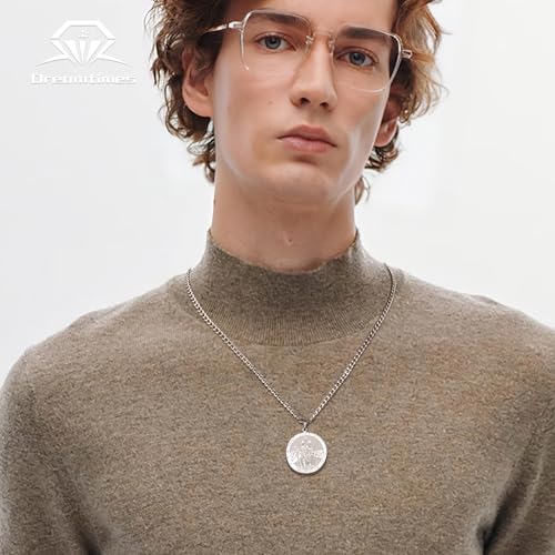 Dreamtimes St Christopher Necklace Bible Verse Pendant Medal Pendant Protection Religious Amulet Jewelry For Men Women Guardian Travel Protection Gift Style 1-S