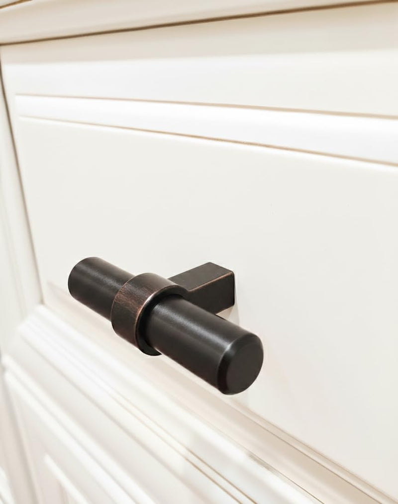Cosmas 10 Pack 181ORB Oil Rubbed Bronze Euro Style T-Bar Cabinet Knobs — 2-3/8 Inch Long for Kitchen Bathroom Drawer Dresser