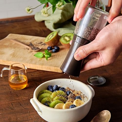 Kyocera CM-20C SF Seed Grinder with Ceramic Grinder, Adjustable coarse to fine, Glass Container, Brown