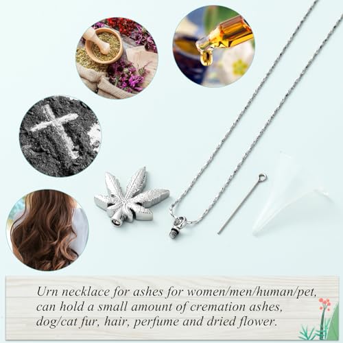 Imrsanl Marijuana Leaf Urn Necklace Cremation Jewelry for Ashes Silver