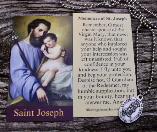 Saint Joseph Necklace, 30" Stainless Steel Ball Chain