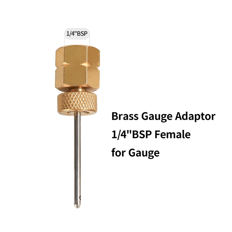 [Australia - AusPower] - MEASUREMAN Brass Gauge Adaptor 1/4 BSP Female，2-1/2 OAL x 1-2/5" x 1/8" Probe with Stainless Steel Sheath，Pressure Gauge Fitting kit 